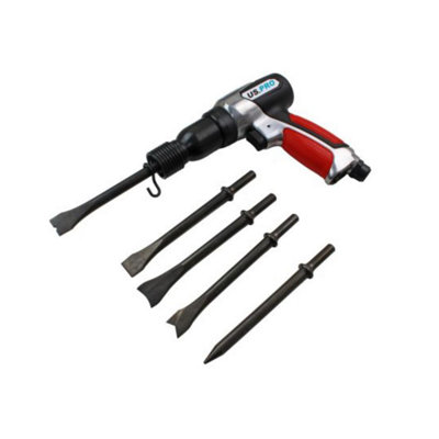 US PRO Tools 190MM Air Hammer Chisel With Ergonomic Grip & 5 Chisels