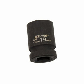 US PRO Tools 19mm Impact Socket 1/2" Drive 6 Point Single Hex 3821