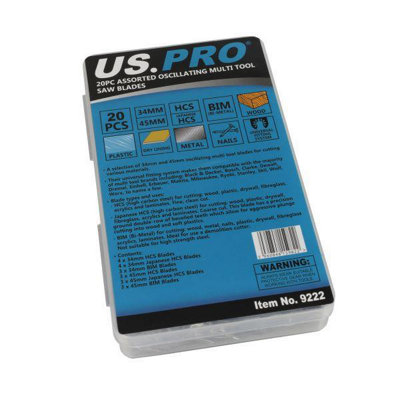 US PRO Tools 20pc Assorted Oscillating Multi Tool Saw Blades 9222