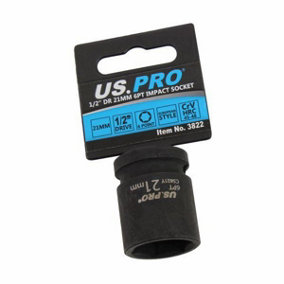 US PRO Tools 21mm Impact Socket 1/2" Drive 6 Point Single Hex 3822