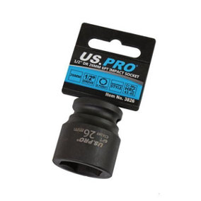 US PRO Tools 26mm Impact Socket 1/2" Drive 6 Point Single Hex 3826