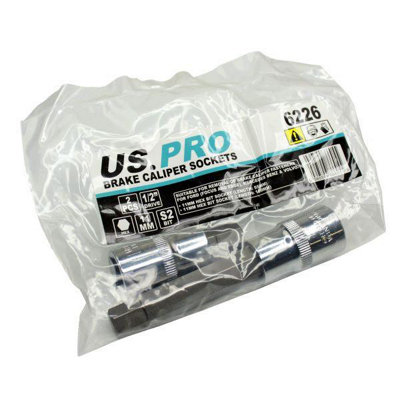 US PRO Tools 2pc 1/2 dr 11mm Hex Allen Bit Brake Caliper Sockets H11 6226