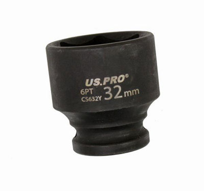 US PRO Tools 32mm Impact Socket 1/2" Drive 6 Point Single Hex Shallow 3830