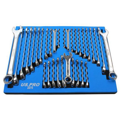 US PRO Tools 32pc Combination Spanners Set Metric & SAE Imperial In A Foam Tray 2275