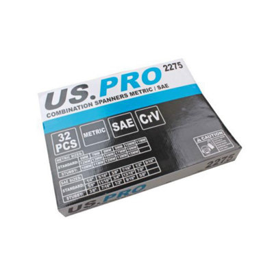US PRO Tools 12pc Metric Combination Spanner Set Spanners 6-22mm Foam Tray, 2273 | UK
