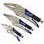 US PRO Tools 3pc Long Nose Locking Plier Pliers Set 5-10" Mole Grips Clamps 1846