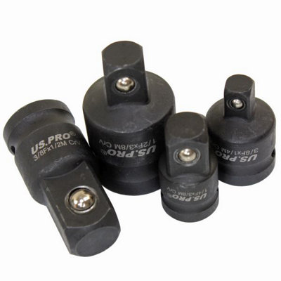 US PRO Tools 4 Piece Impact Adaptor Set 1/4" 3/8" 1/2" step up/down reducer 3504