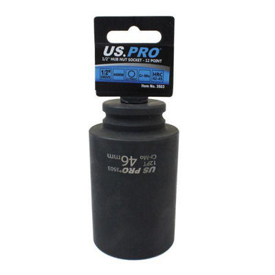 US PRO Tools 46mm 1/2" dr 12 Point 100mm Deep Hub Nut Socket, Gearbox etc 3503