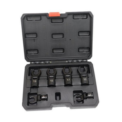 US PRO Tools 6pc 3/8" Dr Flexible Crows Foot Wrench Set Black 6pt 12-19mm 7516