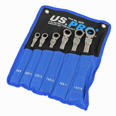 US PRO Tools 6-Piece Metric Double Ring Ratcheting Wrench Set – Sizes 8mm To 19mm, Model 3469 13 thumbnail image