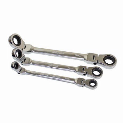 US PRO Tools 6pc Metric Flexi Double Ring Gear Ratchet Spanner Wrench Set 8-19mm 3475