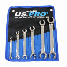 US PRO Tools 6pc SAE Imperial 6pt Flare Nut Spanners Wrench Set Brake Pipe 2295