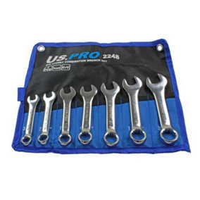 US PRO Tools 7pc Sae Af Stubby Combination Spanner Wrench Set 3/8 To 3/4 - 2248