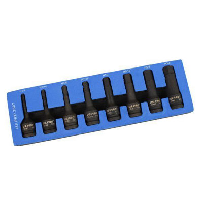 US PRO Tools 8pc 1/2" SAE Impact Hex Allen Bit Sockets 1/4" - 3/4" Imperial 3387