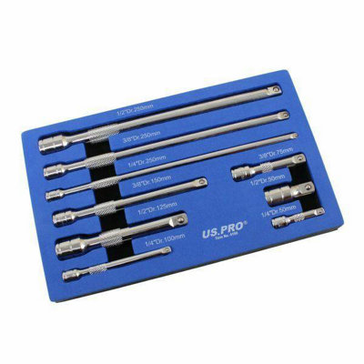 US PRO Tools 9pc 1/4" 3/8" 1/2" Dr Extension Bar Set, Sockets bars 4190