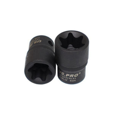 US PRO Tools 9PCS 1/2" DR Impact E-Star Sockets Female Torx E10 - E24 7522