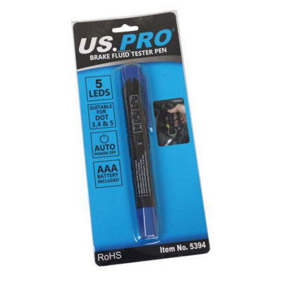 US PRO Tools Brake Fluid Tester Pen DOT 3 4 5 LED Display Test for Water 5394