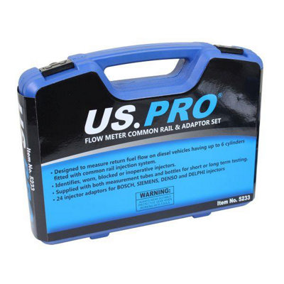 US PRO Tools Flow Meter Common Rail & Adaptor Engine Injector Test Kit 5233