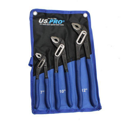 US PRO Tools Heavy Duty 3pc Water Pump Pliers Set 2298