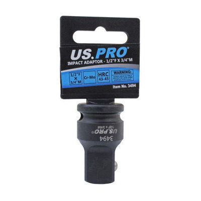 US PRO Tools Impact Socket Adaptor Step Up Adapter 1/2" Inch F to 3/4" Inch M 3494