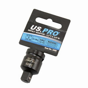 US PRO Tools Impact Socket Adaptor Step Up Adapter 1/2" Inch F to 3/8" Inch M 3499