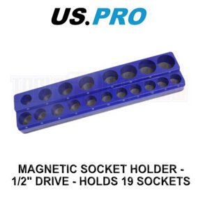 US PRO Tools Magnetic Socket Holder - 1/2" Drive - Holds 19 Sockets 6745