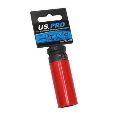 US PRO Tools Single 1/2" Dr 17mm Deep Impact Alloy Wheel Socket 3758