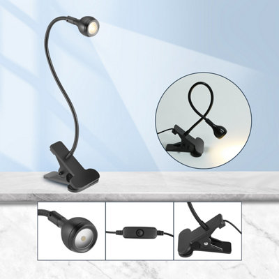 Lampada Da Lettura USB A Led Con Clip - Luce Da Tavolo Flessibile Con Collo D'Oca, 3 Colori (Bianca), Per Scrivania E Comodino - 3