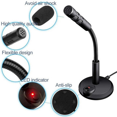 USB Desktop Microphone Plug and Play Computer PC Laptop Microphone Mic ...