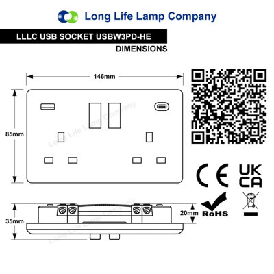 USB Double Socket With 2 USB Charger Port White Plate Quick Charge ...