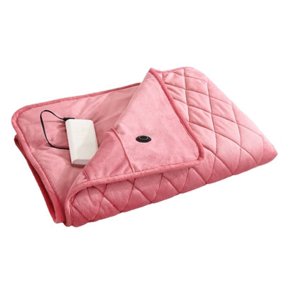 USB Electric Heating Blanket with Timer and 3 Adjustable Settings-Pink Wearable Design