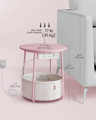 USB End Table, Circular Side Table with Charging Ports, Power Outlets ...