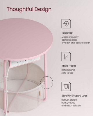 USB End Table, Circular Side Table with Charging Ports, Power Outlets ...