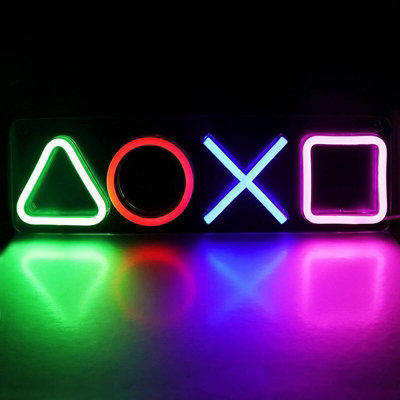 USB LED Neon Light with Four Colour PlayStation Icons for Gaming Room ...