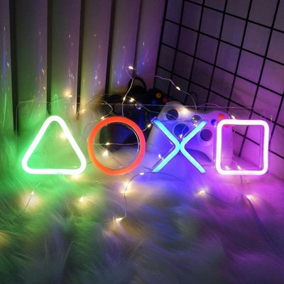 USB LED Neon Light with Four Colour PlayStation Icons for Gaming Room ...