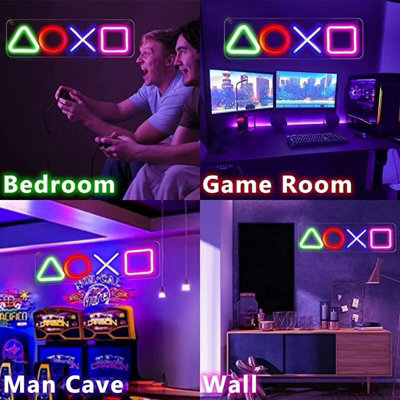 USB LED Neon Light with Four Colour PlayStation Icons for Gaming Room ...