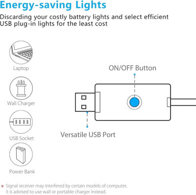 USB Powered Fairy String Light in Warm White 5 Meters 50 LED
