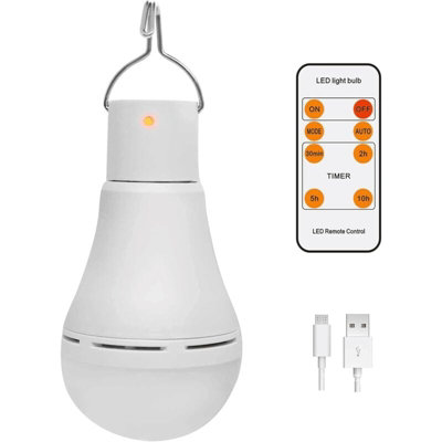 USB Rechargeable Bulb with Remote Control 7W LED Dimmable Outdoor ...