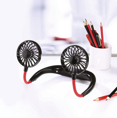 USB Rechargeable Dual Fan - Cordless Neck or Freestanding Angle ...