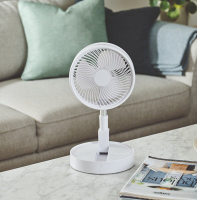 USB Rechargeable Foldaway Fan - Telescopic Height Adjustable Desk or Stand Cooling Fan with 3 Speeds & 180 Angle Adjustment Price Comparisons | Compare The Build