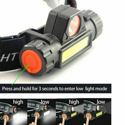 USB Rechargeable LED Head Torch Flashlight Ultra-Bright Work Light ...