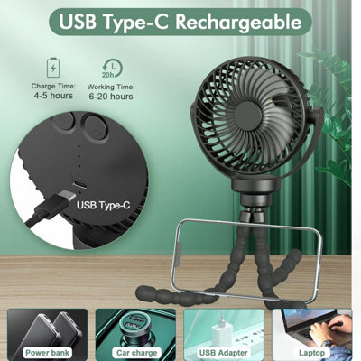 USB Rechargeable Portable Octopus Mini Fan, 3-Speed Handheld Cooling ...