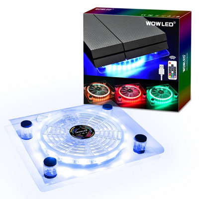 USB RGB LED Cooler Cooling Fan Pad Stand Accessories with Wireless Remote Controller for PS4 Playstation4XBOX One Consoles Laptop