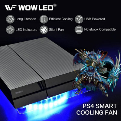 USB RGB LED Cooler Cooling Fan Pad Stand Accessories with Wireless Remote Controller for PS4 Playstation4XBOX One Consoles Laptop