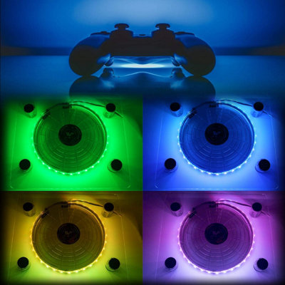 USB RGB LED Cooler Cooling Fan Stand,LED Light Cooler Pad Stand For PS4, PS4 Pro, PS4 Slim, Xbox One X, Notebook, Laptop, Consoles