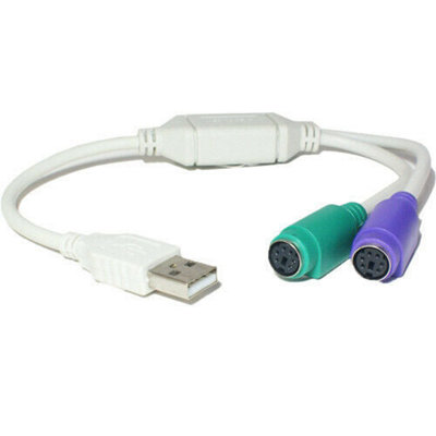 USB to 2x PS/2 Dual Keyboard & Mouse Adapter Cable PS2 6 Pin Mini Din PC Lead
