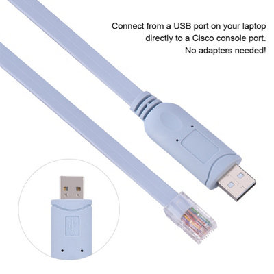 USB2.0 Male to RJ45 Male CAT5 Serial Console Flat Cable for Cisco ...