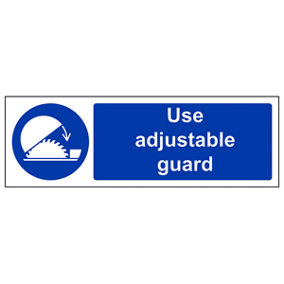 Use Adjustable Guard Machinery Sign - Adhesive Vinyl - 300x100mm (x3)