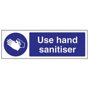 Use Hand Sanitiser Health Safety Sign - Adhesive Vinyl 300x100mm (x3)