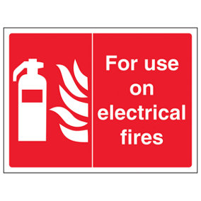 Use On Electrical Fires Equipment Sign - Adhesive Vinyl 200x150mm (x3)